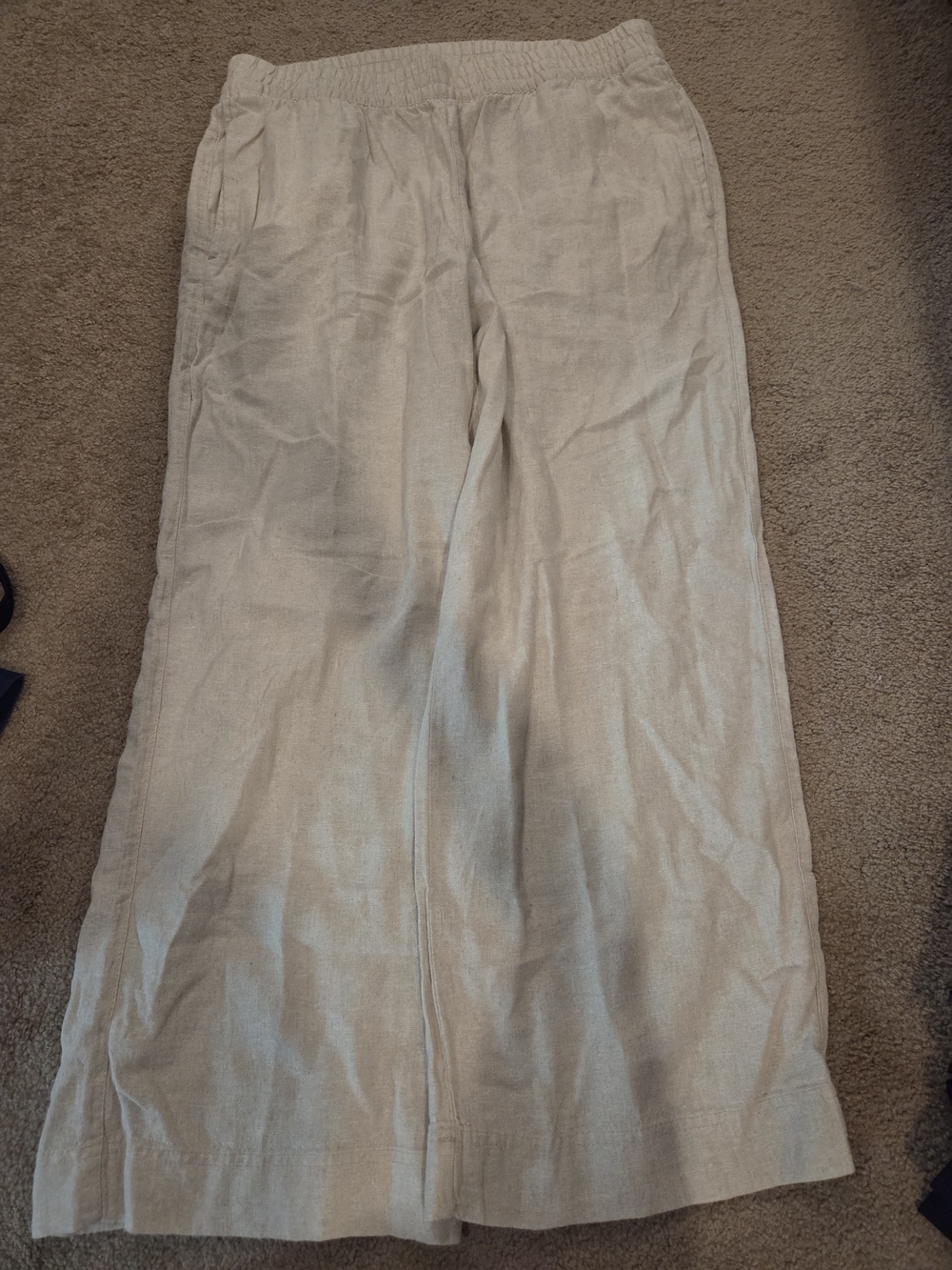 Old Navy Light Beige Wide-Leg Linen Blend Pants